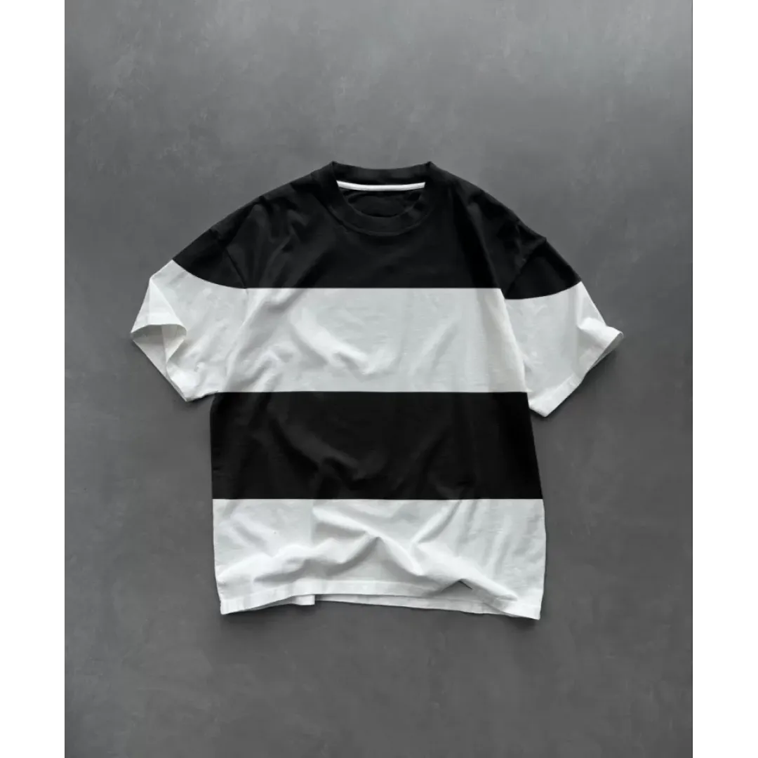 Unisex Bisiklet Yaka Parçalı T-Shirt - Siyah - 103388 Unisex Bisiklet Yaka Parçalı T-Shirt - Siyah - 103388