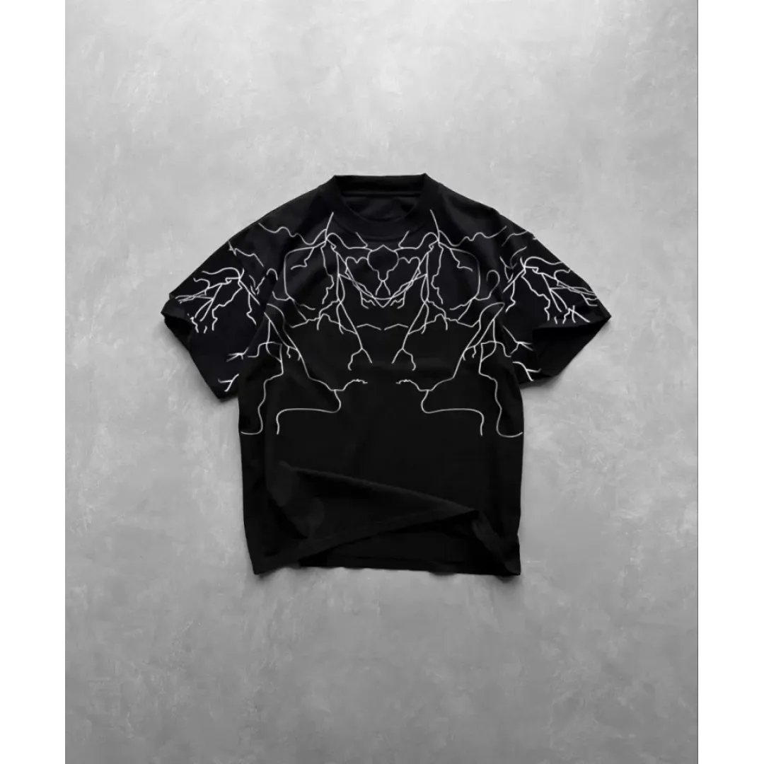 Unisex Bisiklet Yaka Baskılı Oversize T-Shirt - Siyah - 103394 Unisex Bisiklet Yaka Baskılı Oversize T-Shirt - Siyah - 103394