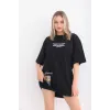 Unisex Bisiklet Yaka Baskılı Oversize T-Shirt - Siyah - 103400 Unisex Bisiklet Yaka Baskılı Oversize T-Shirt - Siyah - 103400