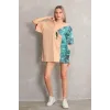 Unisex Bisiklet Yaka Baskılı Oversize T-Shirt - Bej - 103493 Unisex Bisiklet Yaka Baskılı Oversize T-Shirt - Bej - 103493