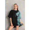 Unisex Bisiklet Yaka Baskılı Oversize T-Shirt - Siyah - 103496 Unisex Bisiklet Yaka Baskılı Oversize T-Shirt - Siyah - 103496