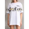 Unisex Bisiklet Yaka Baskılı Oversize T-Shirt - Beyaz - 103504 Unisex Bisiklet Yaka Baskılı Oversize T-Shirt - Beyaz - 103504