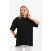 Unisex Bisiklet Yaka 20/1 Düz Oversize T-Shirt - Siyah - 103508 Unisex Bisiklet Yaka 20/1 Düz Oversize T-Shirt - Siyah - 103508