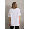 Unisex Bisiklet Yaka 20/1 Düz Oversize T-Shirt - Beyaz - 103509 Unisex Bisiklet Yaka 20/1 Düz Oversize T-Shirt - Beyaz - 103509
