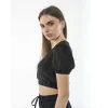 Kadin Keten Pantalon Ve Crop Takım - Siyah - 103516 Kadin Keten Pantalon Ve Crop Takım - Siyah - 103516