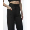 Kadin Keten Pantalon Ve Crop Takım - Siyah - 103516 Kadin Keten Pantalon Ve Crop Takım - Siyah - 103516