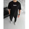 Unisex Bisiklet Yaka Baskılı Oversize T-Shirt - Siyah - 103542 Unisex Bisiklet Yaka Baskılı Oversize T-Shirt - Siyah - 103542