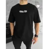 Unisex Bisiklet Yaka Baskılı Oversize T-Shirt - Siyah - 103542 Unisex Bisiklet Yaka Baskılı Oversize T-Shirt - Siyah - 103542