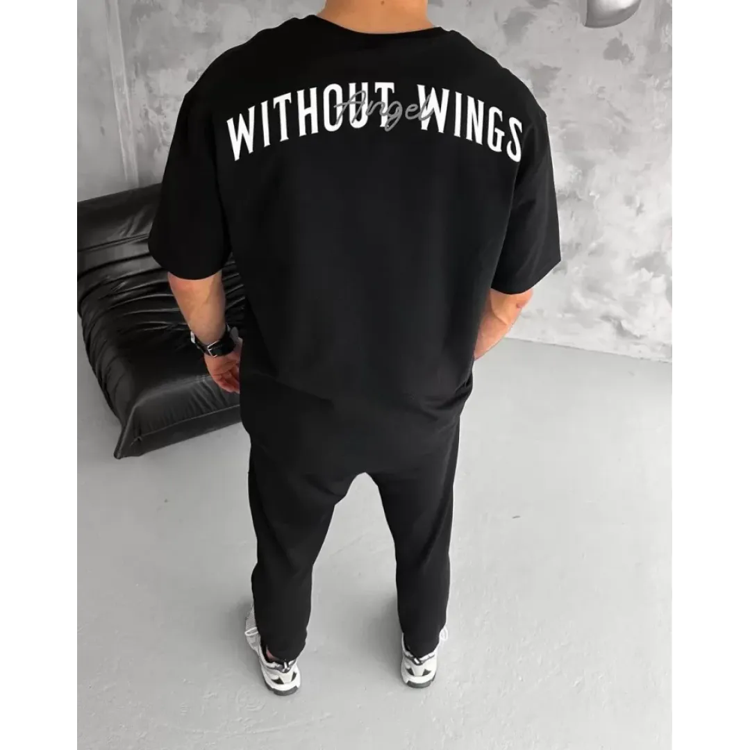 Unisex Bisiklet Yaka Baskılı Oversize T-Shirt - Siyah - 103542 Unisex Bisiklet Yaka Baskılı Oversize T-Shirt - Siyah - 103542
