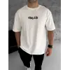 Unisex Bisiklet Yaka Baskılı Oversize T-Shirt - Beyaz - 103545 Unisex Bisiklet Yaka Baskılı Oversize T-Shirt - Beyaz - 103545