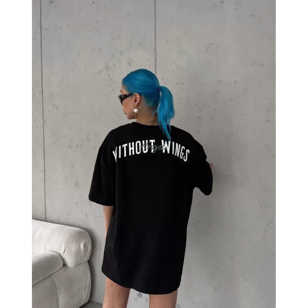 Unisex Bisiklet Yaka Baskılı Oversize T-Shirt - Siyah - 103548 Unisex Bisiklet Yaka Baskılı Oversize T-Shirt - Siyah - 103548