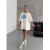 Unisex Bisiklet Yaka Baskılı Oversize T-Shirt - Beyaz - 104327 Unisex Bisiklet Yaka Baskılı Oversize T-Shirt - Beyaz - 104327