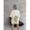 Unisex Bisiklet Yaka Baskılı Oversize T-Shirt - Beyaz - 104327 Unisex Bisiklet Yaka Baskılı Oversize T-Shirt - Beyaz - 104327