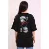 Unisex Bisiklet Yaka Baskılı Oversize T-Shirt - Siyah - 104332 Unisex Bisiklet Yaka Baskılı Oversize T-Shirt - Siyah - 104332