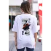 Unisex Bisiklet Yaka Baskılı Oversize T-Shirt - Beyaz - 104333 Unisex Bisiklet Yaka Baskılı Oversize T-Shirt - Beyaz - 104333