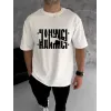 Unisex Bisiklet Yaka Katlanan Baskılı T-Shirt - Beyaz - 104336 Unisex Bisiklet Yaka Katlanan Baskılı T-Shirt - Beyaz - 104336