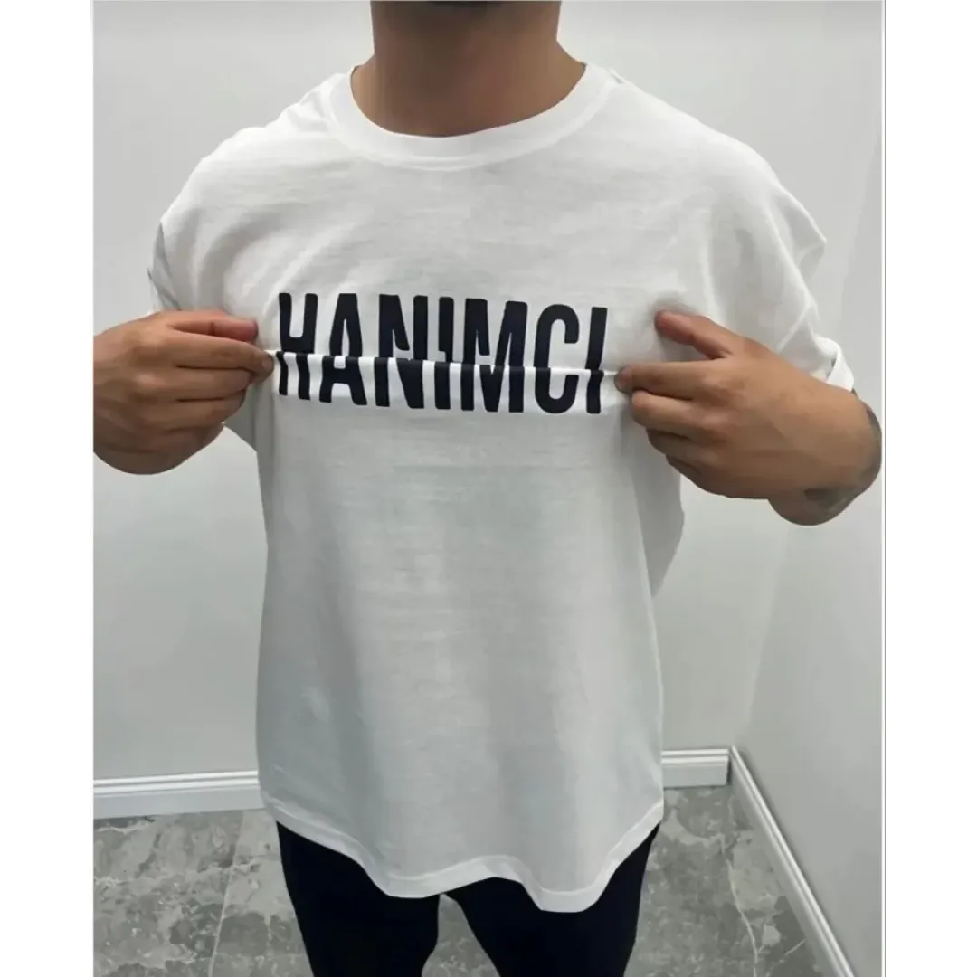 Unisex Bisiklet Yaka Katlanan Baskılı T-Shirt - Beyaz - 104336 Unisex Bisiklet Yaka Katlanan Baskılı T-Shirt - Beyaz - 104336