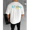 Unisex Bisiklet Yaka Baskılı Oversize T-Shirt - Beyaz - 104342 Unisex Bisiklet Yaka Baskılı Oversize T-Shirt - Beyaz - 104342