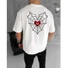 Unisex Bisiklet Yaka Baskılı Oversize T-Shirt - Beyaz - 104344 Unisex Bisiklet Yaka Baskılı Oversize T-Shirt - Beyaz - 104344
