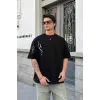 Unisex Bisiklet Yaka Baskılı Oversize T-Shirt - Siyah - 104349 Unisex Bisiklet Yaka Baskılı Oversize T-Shirt - Siyah - 104349