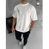 Unisex Bisiklet Yaka Baskılı Oversize T-Shirt - Beyaz - 104350 Unisex Bisiklet Yaka Baskılı Oversize T-Shirt - Beyaz - 104350