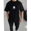 Unisex Bisiklet Yaka Baskılı Oversize T-Shirt - Siyah - 104355 Unisex Bisiklet Yaka Baskılı Oversize T-Shirt - Siyah - 104355