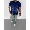 Unisex Bisiklet Yaka Baskılı Oversize T-Shirt - Lacivert - 104359 Unisex Bisiklet Yaka Baskılı Oversize T-Shirt - Lacivert - 104359