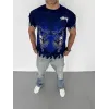 Unisex Bisiklet Yaka Baskılı Oversize T-Shirt - Lacivert - 104359 Unisex Bisiklet Yaka Baskılı Oversize T-Shirt - Lacivert - 104359