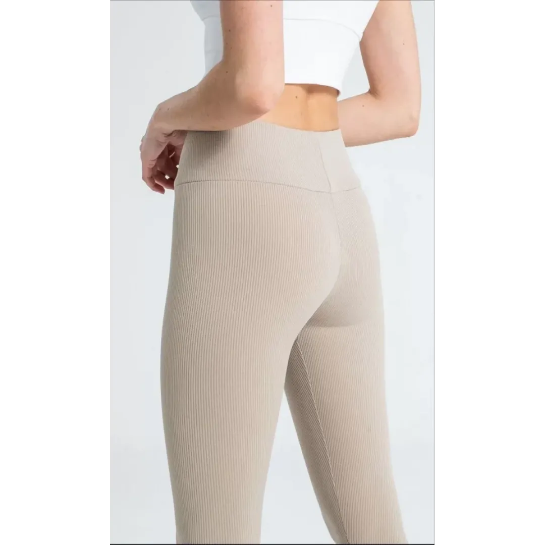 Yüksek Bel Fitilli Tayt - Bej - 104365 Yüksek Bel Fitilli Tayt - Bej - 104365