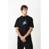 Unisex Bisiklet Yaka Baskılı Oversize T-Shirt - Siyah - 104372 Unisex Bisiklet Yaka Baskılı Oversize T-Shirt - Siyah - 104372