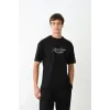 Unisex Bisiklet Yaka Baskılı Oversize T-Shirt - Siyah - 104374 Unisex Bisiklet Yaka Baskılı Oversize T-Shirt - Siyah - 104374