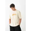 Unisex Bisiklet Yaka Baskılı Oversize T-Shirt - Beyaz - 104377 Unisex Bisiklet Yaka Baskılı Oversize T-Shirt - Beyaz - 104377