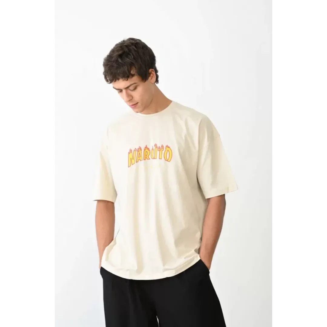 Unisex Bisiklet Yaka Baskılı Oversize T-Shirt - Beyaz - 104377 Unisex Bisiklet Yaka Baskılı Oversize T-Shirt - Beyaz - 104377