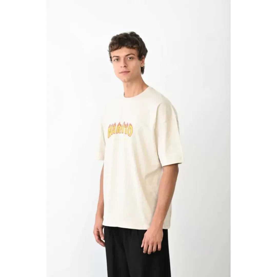 Unisex Bisiklet Yaka Baskılı Oversize T-Shirt - Beyaz - 104377 Unisex Bisiklet Yaka Baskılı Oversize T-Shirt - Beyaz - 104377