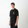 Unisex Bisiklet Yaka Baskılı Oversize T-Shirt - Siyah - 104383 Unisex Bisiklet Yaka Baskılı Oversize T-Shirt - Siyah - 104383