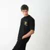 Unisex Bisiklet Yaka Baskılı Oversize T-Shirt - Siyah - 104383 Unisex Bisiklet Yaka Baskılı Oversize T-Shirt - Siyah - 104383