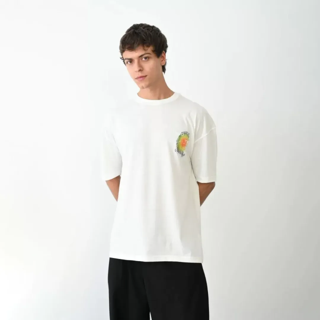 Unisex Bisiklet Yaka Baskılı Oversize T-Shirt - Beyaz - 104384 Unisex Bisiklet Yaka Baskılı Oversize T-Shirt - Beyaz - 104384