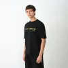 Unisex Bisiklet Yaka Baskılı Oversize T-Shirt - Siyah - 104386 Unisex Bisiklet Yaka Baskılı Oversize T-Shirt - Siyah - 104386