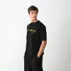 Unisex Bisiklet Yaka Baskılı Oversize T-Shirt - Siyah - 104386 Unisex Bisiklet Yaka Baskılı Oversize T-Shirt - Siyah - 104386