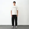 Unisex Bisiklet Yaka Baskılı Oversize T-Shirt - Beyaz - 104387