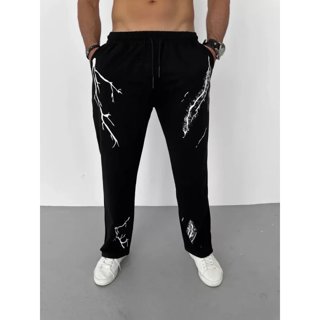 Unisex Dijital Baskılı Eşofman Altı - Siyah - 104388 Unisex Dijital Baskılı Eşofman Altı - Siyah - 104388