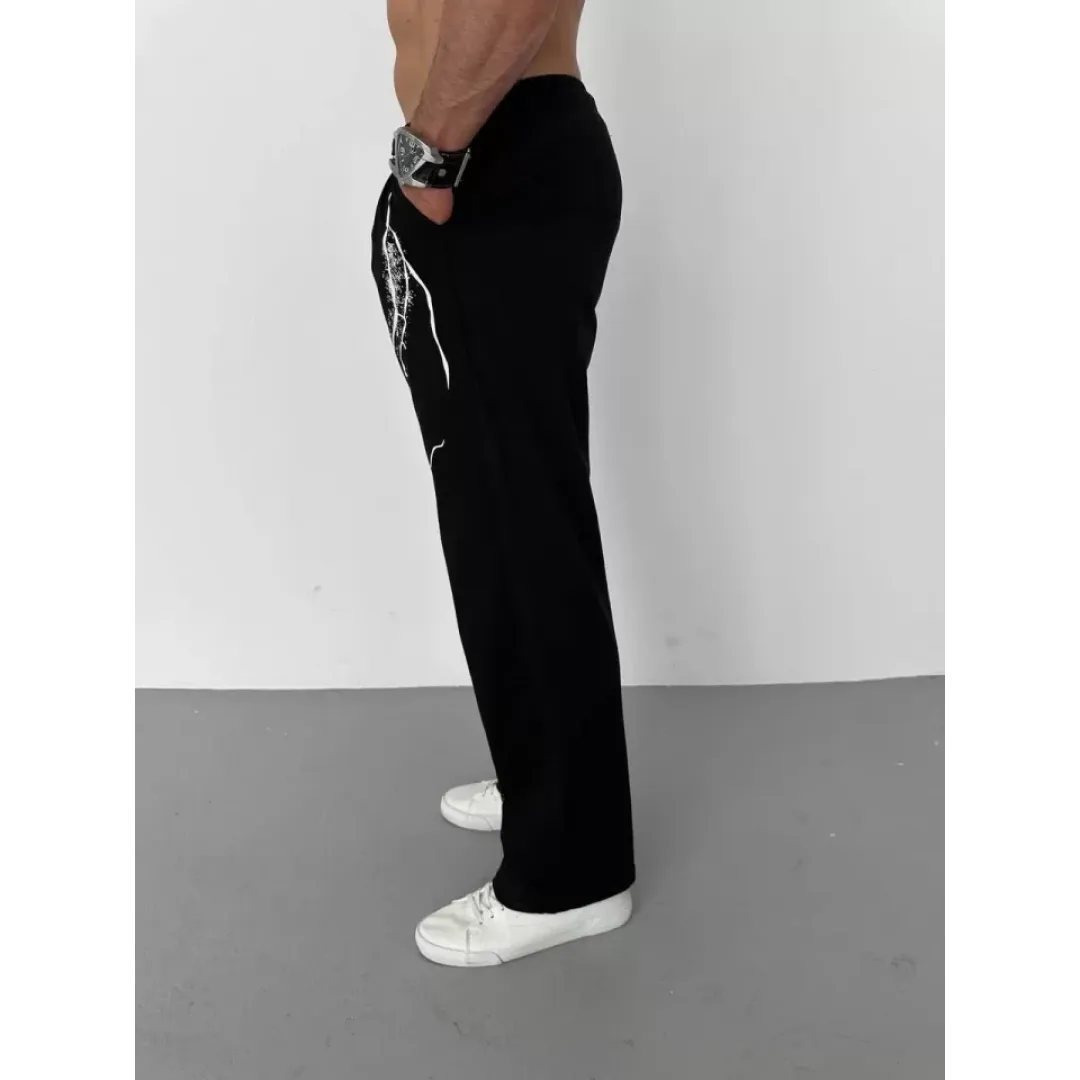 Unisex Dijital Baskılı Eşofman Altı - Siyah - 104388 Unisex Dijital Baskılı Eşofman Altı - Siyah - 104388