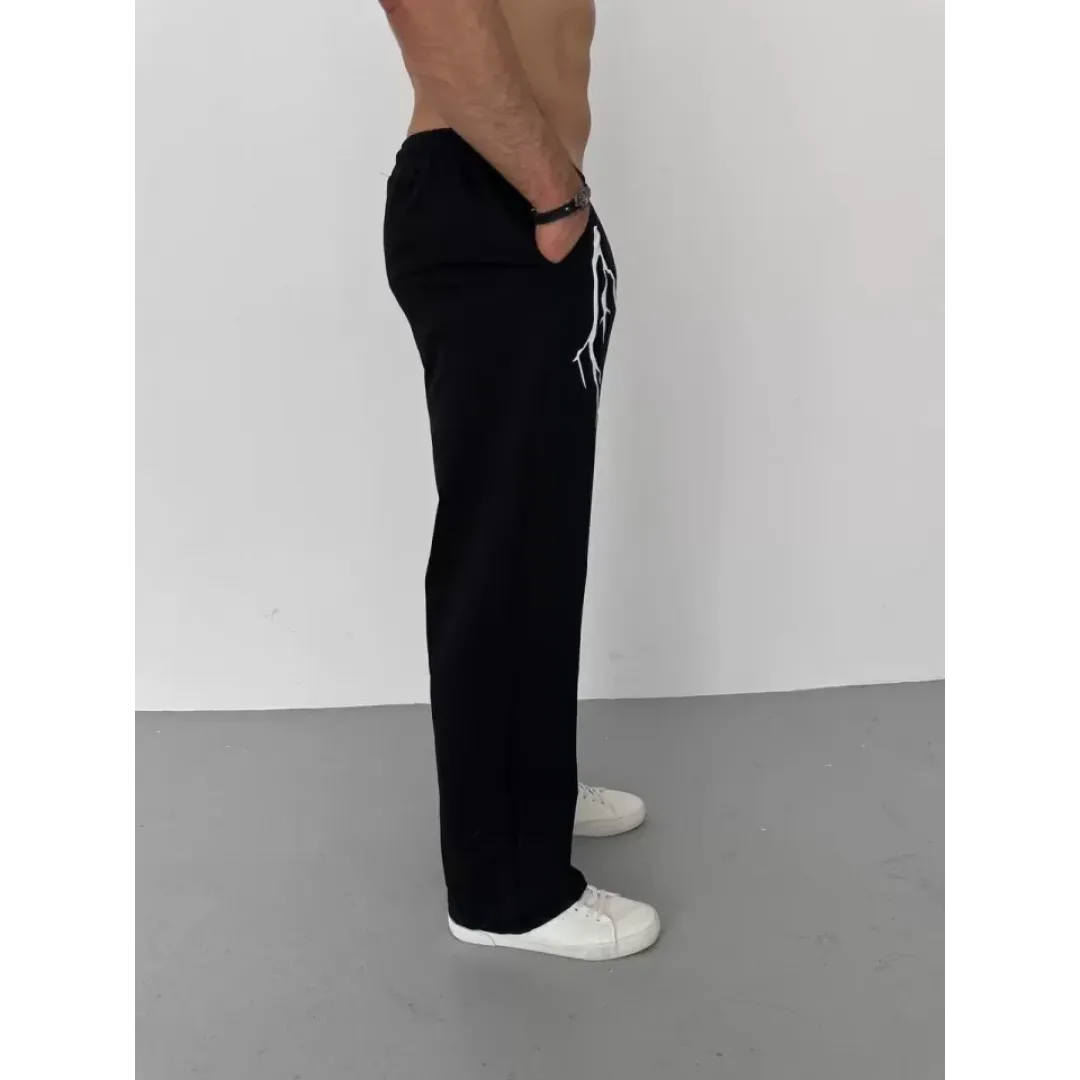Unisex Dijital Baskılı Eşofman Altı - Siyah - 104388 Unisex Dijital Baskılı Eşofman Altı - Siyah - 104388