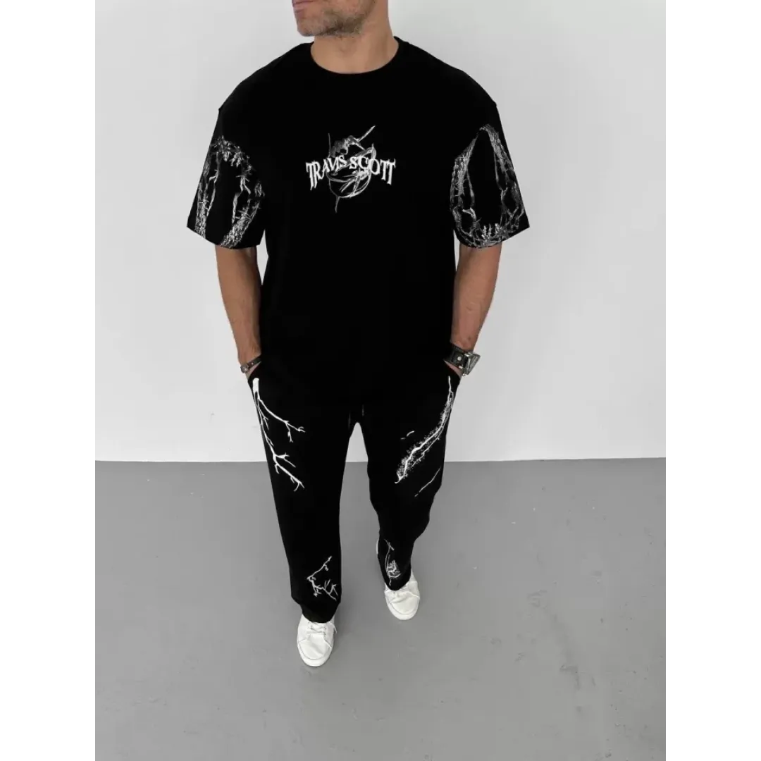 Unisex Dijital Baskılı Eşofman Altı - Siyah - 104388 Unisex Dijital Baskılı Eşofman Altı - Siyah - 104388
