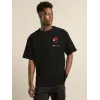 Unisex Bisiklet Yaka Baskılı Oversize T-Shirt - Siyah - 104397 Unisex Bisiklet Yaka Baskılı Oversize T-Shirt - Siyah - 104397