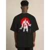 Unisex Bisiklet Yaka Baskılı Oversize T-Shirt - Siyah - 104397 Unisex Bisiklet Yaka Baskılı Oversize T-Shirt - Siyah - 104397