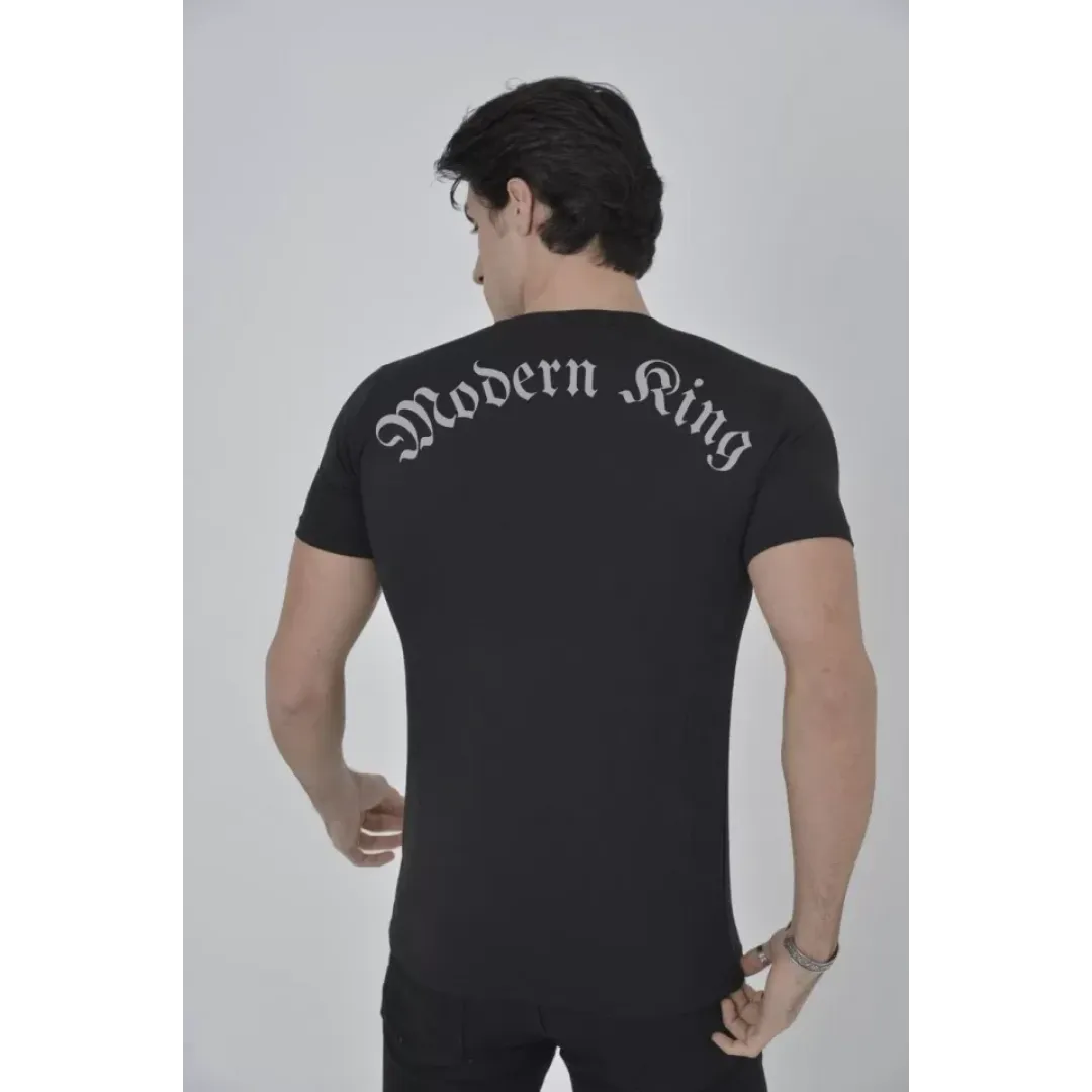 Unisex Göğüs File Aksesuarlı T-shirt - Siyah - 104741 Unisex Göğüs File Aksesuarlı T-shirt - Siyah - 104741