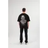 Unisex Bisiklet Yaka Baskılı Oversize T-Shirt - Siyah - 105171 Unisex Bisiklet Yaka Baskılı Oversize T-Shirt - Siyah - 105171