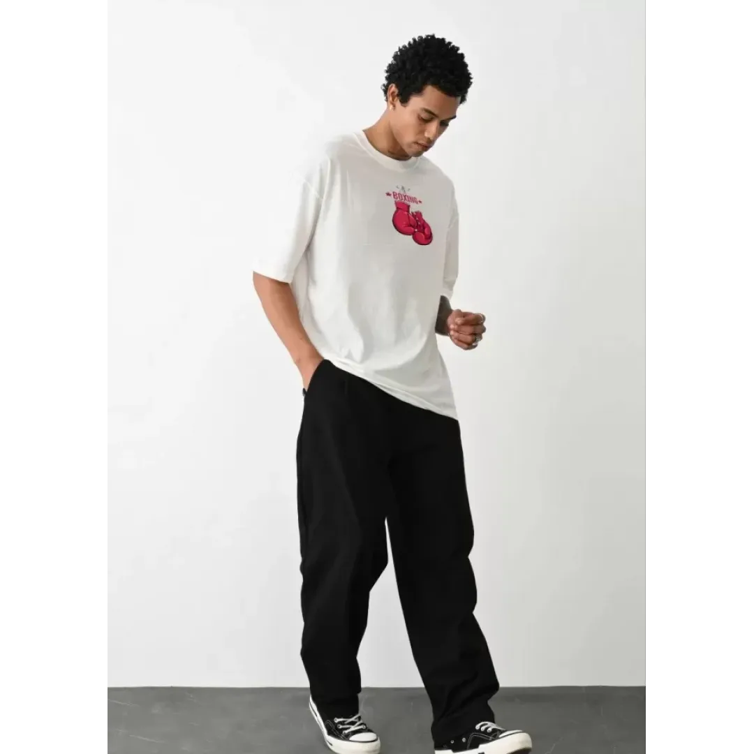 Unisex Bisiklet Yaka Baskılı Oversize T-Shirt - Beyaz - 106714 Unisex Bisiklet Yaka Baskılı Oversize T-Shirt - Beyaz - 106714