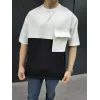 Unisex Torba Cep Detaylı Parçalı T-Shirt - Siyah - 106717 Unisex Torba Cep Detaylı Parçalı T-Shirt - Siyah - 106717